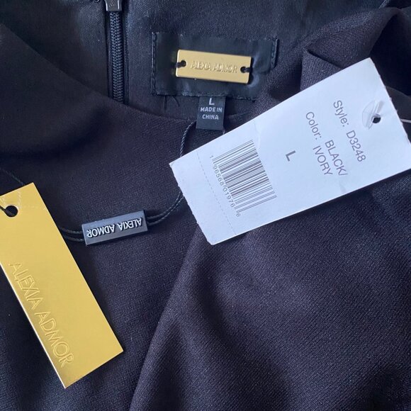 Alexia Admor NWT $110 Color Block Sheath Dress,  Black Ivory Women's Size L - Picture 8 of 10